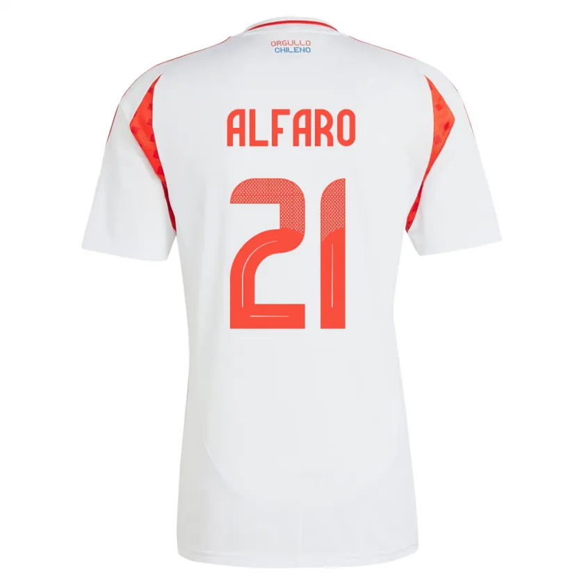 Danxen Dame Chile Julián Alfaro #21 Hvit Bortetrøye Drakt Trøye 24-26 Skjorter T-Skjorte