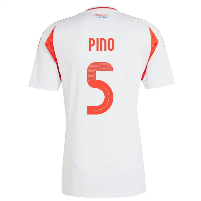 Danxen Dame Chile Sebastián Pino #5 Hvit Bortetrøye Drakt Trøye 24-26 Skjorter T-Skjorte