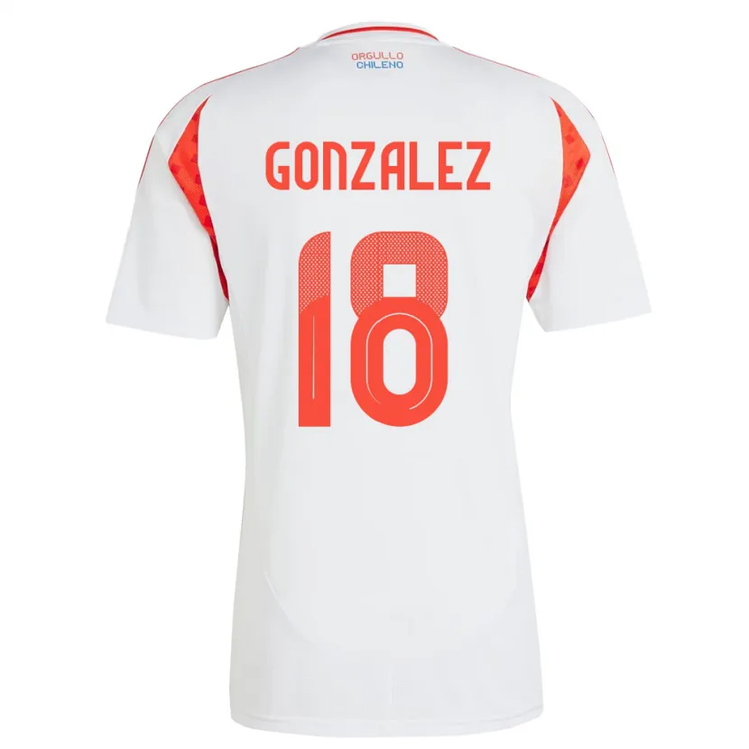 Danxen Dame Chile Bryan González #18 Hvit Bortetrøye Drakt Trøye 24-26 Skjorter T-Skjorte