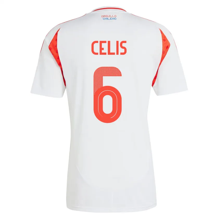 Danxen Dame Chile Milovan Celis #6 Hvit Bortetrøye Drakt Trøye 24-26 Skjorter T-Skjorte