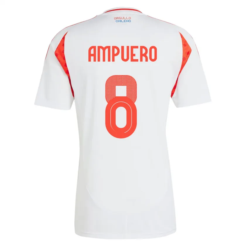 Danxen Dame Chile Benjamín Ampuero #8 Hvit Bortetrøye Drakt Trøye 24-26 Skjorter T-Skjorte