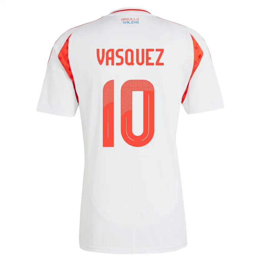 Danxen Dame Chile Ignacio Vásquez #10 Hvit Bortetrøye Drakt Trøye 24-26 Skjorter T-Skjorte