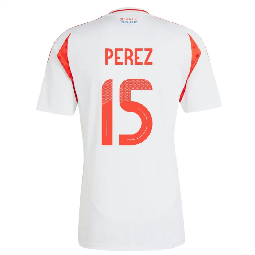 Danxen Dame Chile Ignacio Pérez #15 Hvit Bortetrøye Drakt Trøye 24-26 Skjorter T-Skjorte