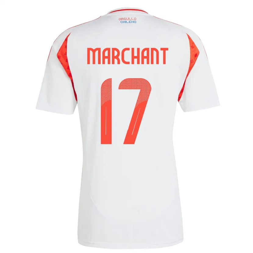 Danxen Dame Chile Francisco Marchant #17 Hvit Bortetrøye Drakt Trøye 24-26 Skjorter T-Skjorte