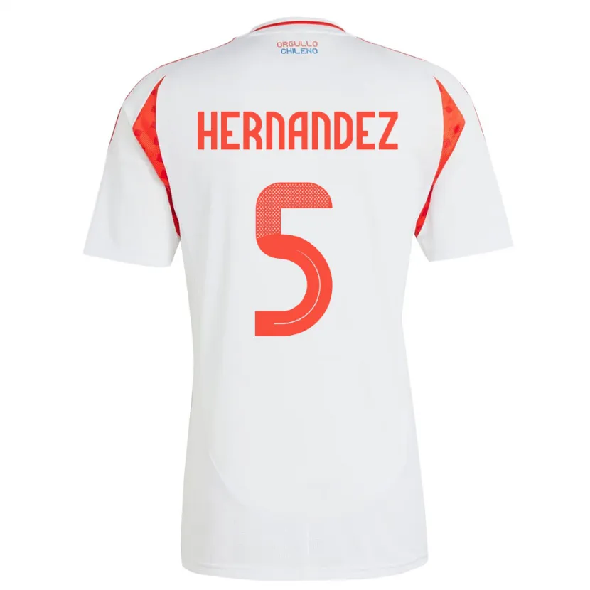 Danxen Dame Chile Monserrat Hernández #5 Hvit Bortetrøye Drakt Trøye 24-26 Skjorter T-Skjorte