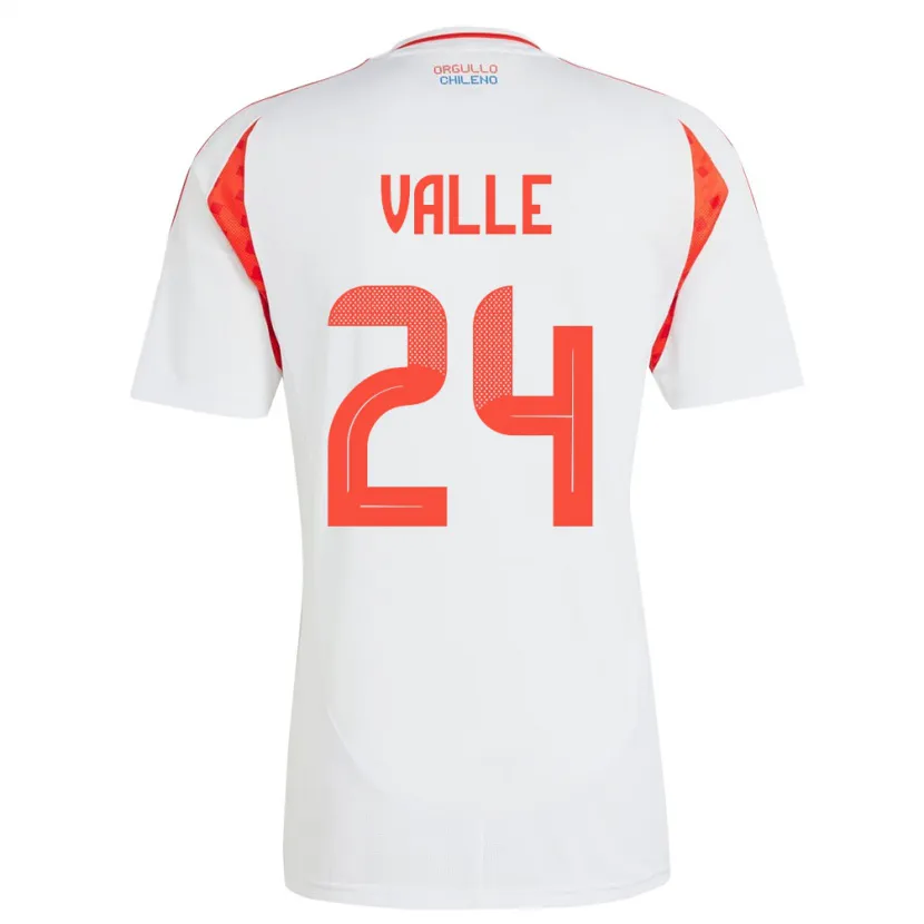 Danxen Dame Chile Alessandra Valle #24 Hvit Bortetrøye Drakt Trøye 24-26 Skjorter T-Skjorte