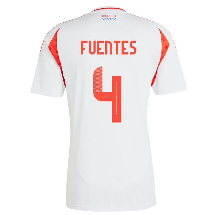 Danxen Dame Chile Karen Fuentes #4 Hvit Bortetrøye Drakt Trøye 24-26 Skjorter T-Skjorte