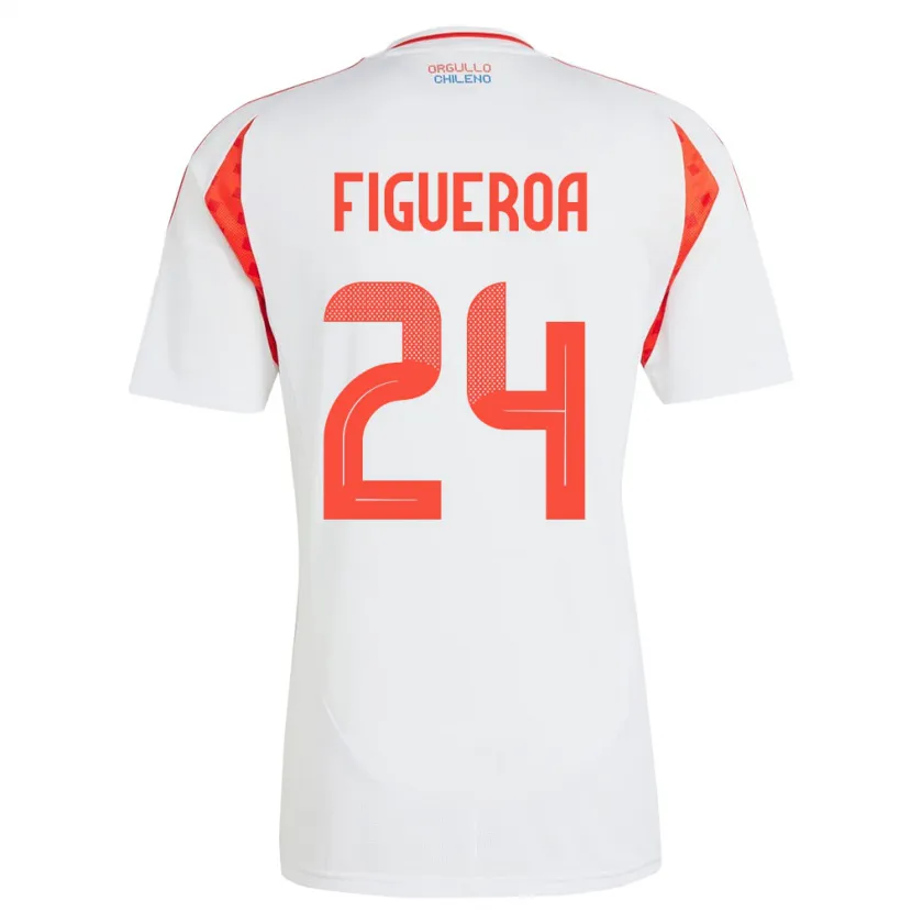 Danxen Dame Chile Ámbar Figueroa #24 Hvit Bortetrøye Drakt Trøye 24-26 Skjorter T-Skjorte