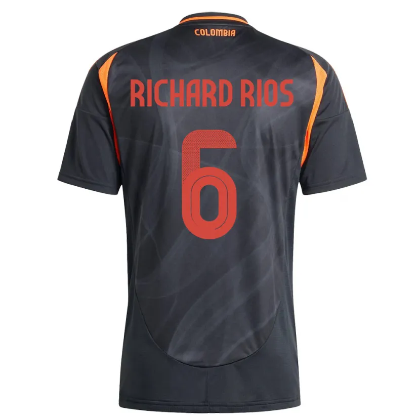 Danxen Dame Colombia Richard Ríos #6 Svart Bortetrøye Drakt Trøye 24-26 Skjorter T-Skjorte