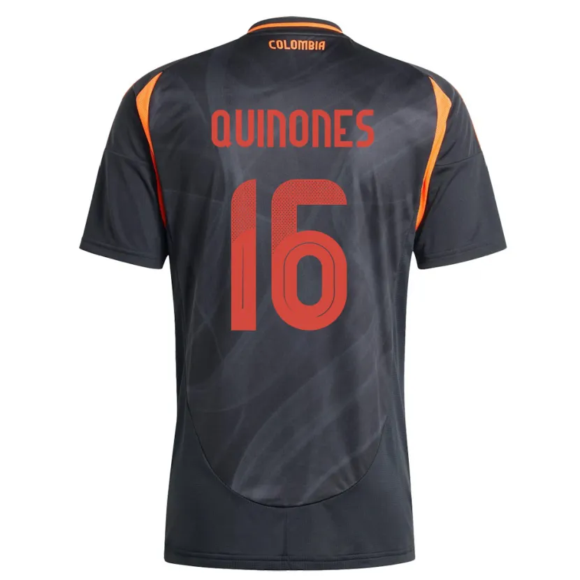 Danxen Dame Colombia Nelson Quiñónes #16 Svart Bortetrøye Drakt Trøye 24-26 Skjorter T-Skjorte