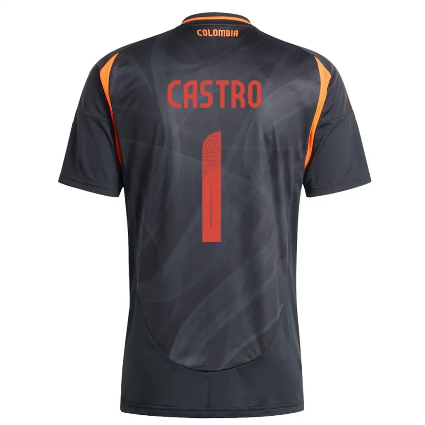Danxen Dame Colombia Danny Castro #1 Svart Bortetrøye Drakt Trøye 24-26 Skjorter T-Skjorte