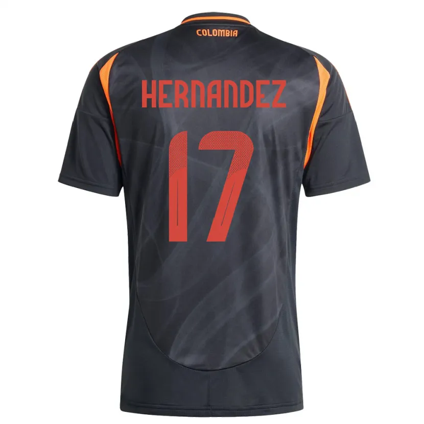 Danxen Dame Colombia Jhoan Hernández #17 Svart Bortetrøye Drakt Trøye 24-26 Skjorter T-Skjorte