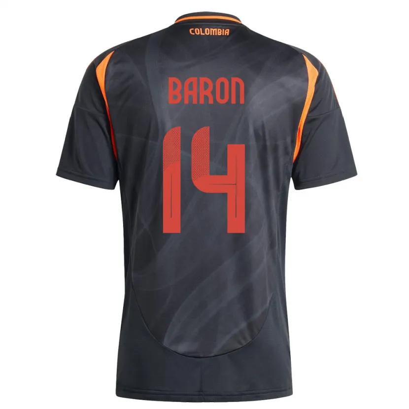Danxen Dame Colombia Ángela Barón #14 Svart Bortetrøye Drakt Trøye 24-26 Skjorter T-Skjorte