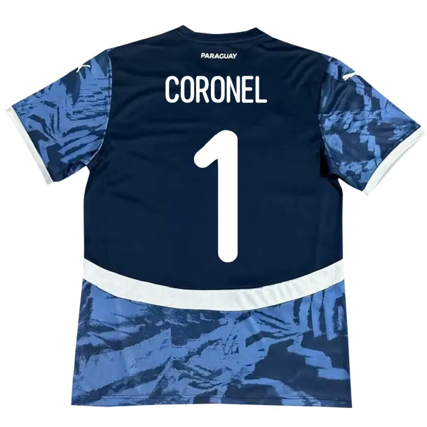 Danxen Dame Paraguay Carlos Coronel #1 Blå Bortetrøye Drakt Trøye 24-26 Skjorter T-Skjorte