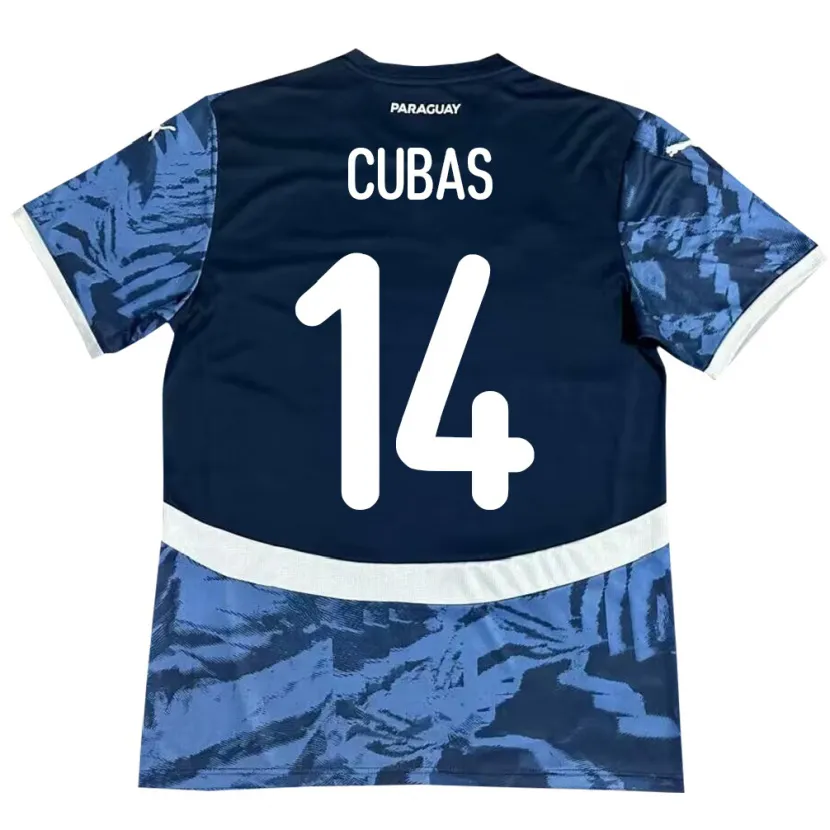 Danxen Dame Paraguay Andrés Cubas #14 Blå Bortetrøye Drakt Trøye 24-26 Skjorter T-Skjorte