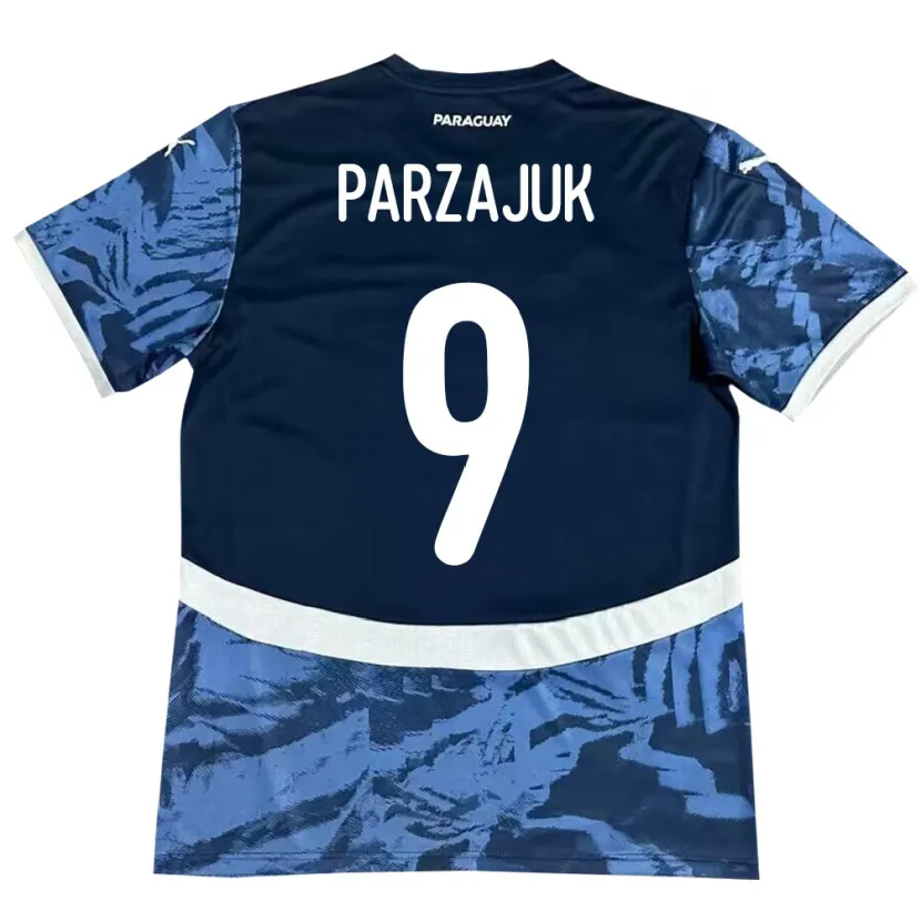Danxen Dame Paraguay Kevin Parzajuk #9 Blå Bortetrøye Drakt Trøye 24-26 Skjorter T-Skjorte