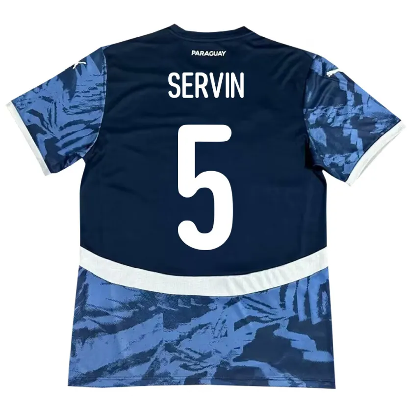 Danxen Dame Paraguay Thiago Servín #5 Blå Bortetrøye Drakt Trøye 24-26 Skjorter T-Skjorte
