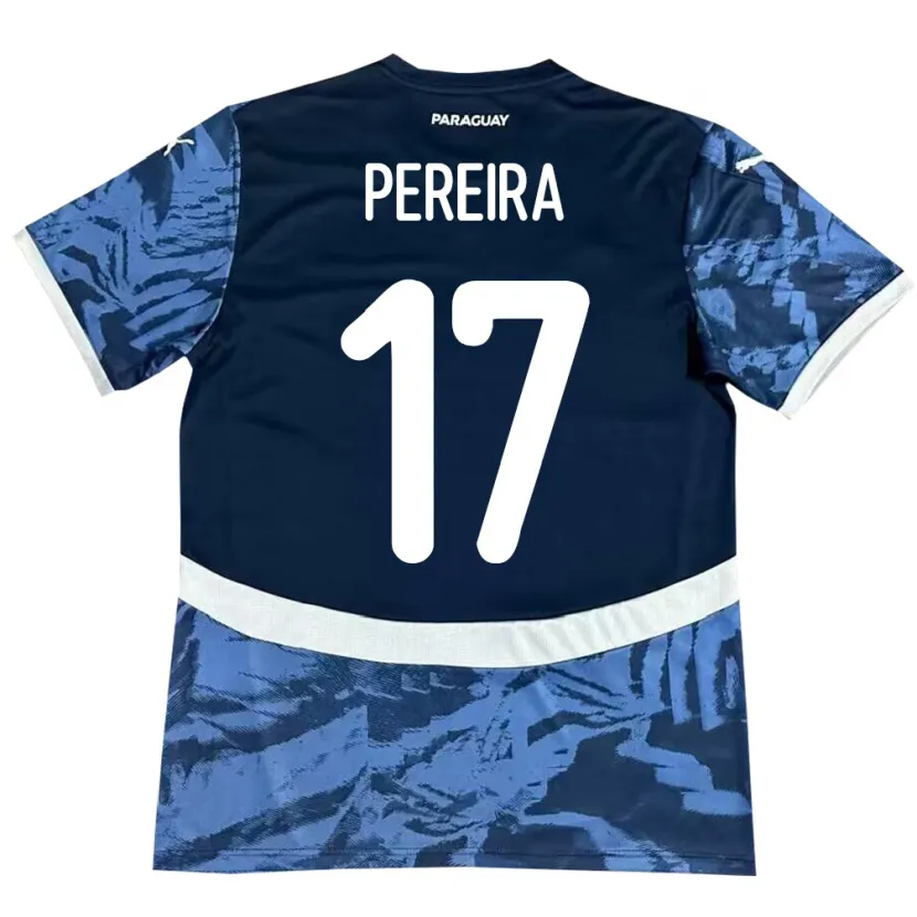 Danxen Dame Paraguay Kevin Pereira #17 Blå Bortetrøye Drakt Trøye 24-26 Skjorter T-Skjorte