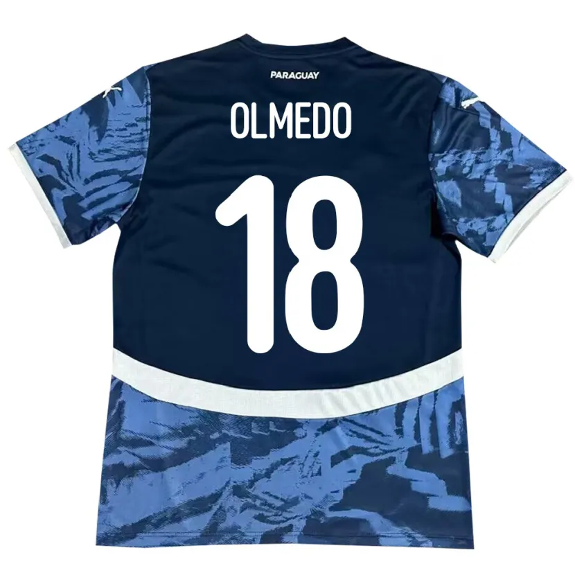 Danxen Dame Paraguay Cesar Olmedo #18 Blå Bortetrøye Drakt Trøye 24-26 Skjorter T-Skjorte