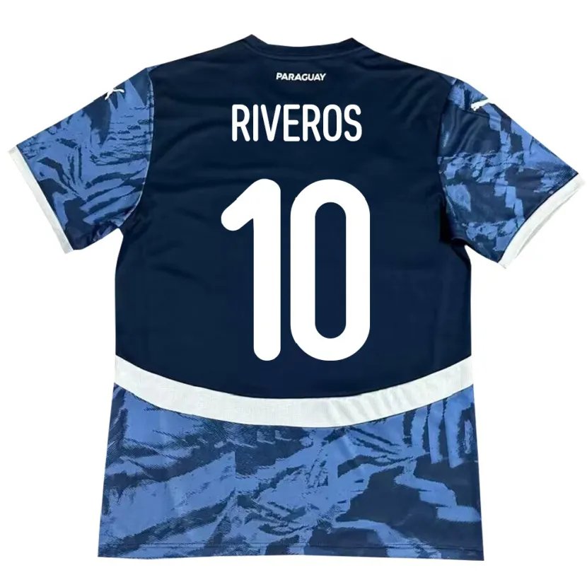 Danxen Dame Paraguay Paulo Riveros #10 Blå Bortetrøye Drakt Trøye 24-26 Skjorter T-Skjorte