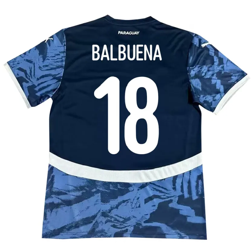 Danxen Dame Paraguay Axel Balbuena #18 Blå Bortetrøye Drakt Trøye 24-26 Skjorter T-Skjorte