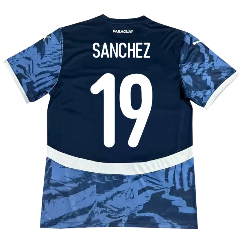 Danxen Dame Paraguay Juan Sánchez #19 Blå Bortetrøye Drakt Trøye 24-26 Skjorter T-Skjorte