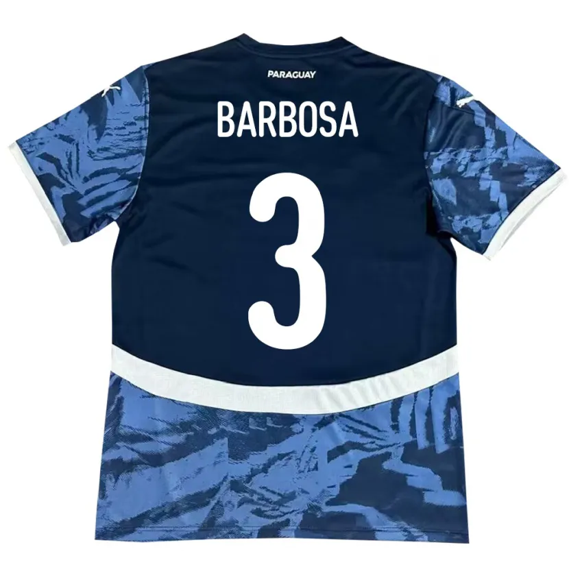 Danxen Dame Paraguay Camila Barbosa #3 Blå Bortetrøye Drakt Trøye 24-26 Skjorter T-Skjorte