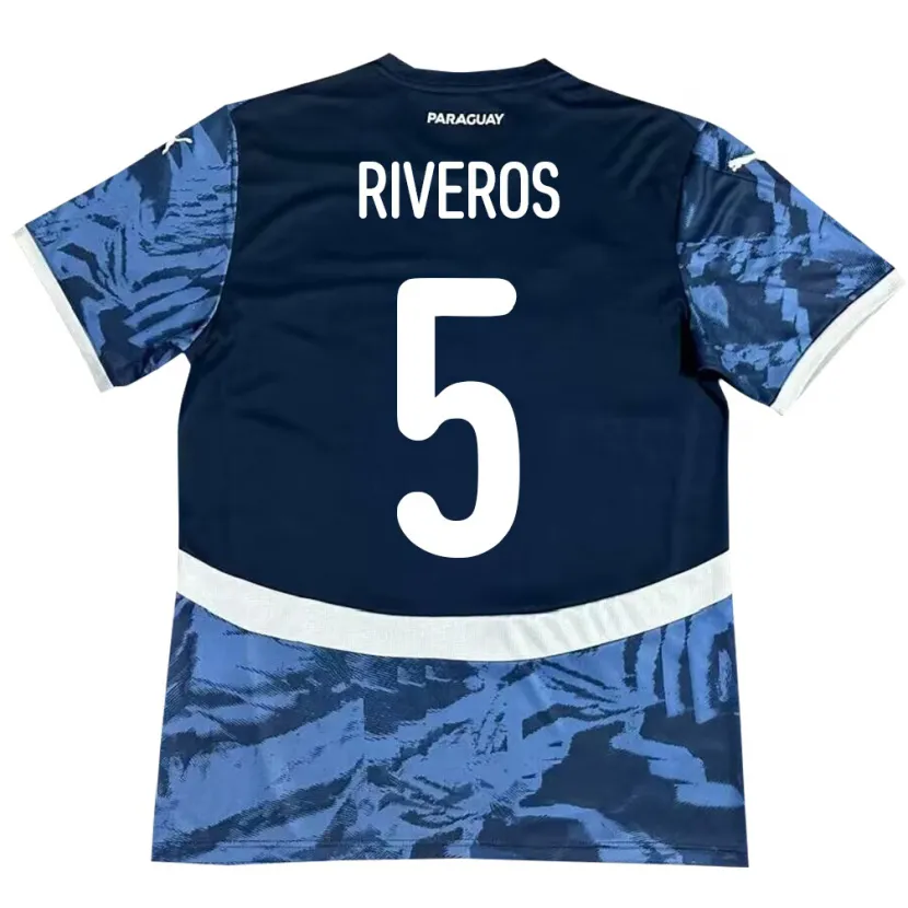 Danxen Dame Paraguay Verónica Riveros #5 Blå Bortetrøye Drakt Trøye 24-26 Skjorter T-Skjorte