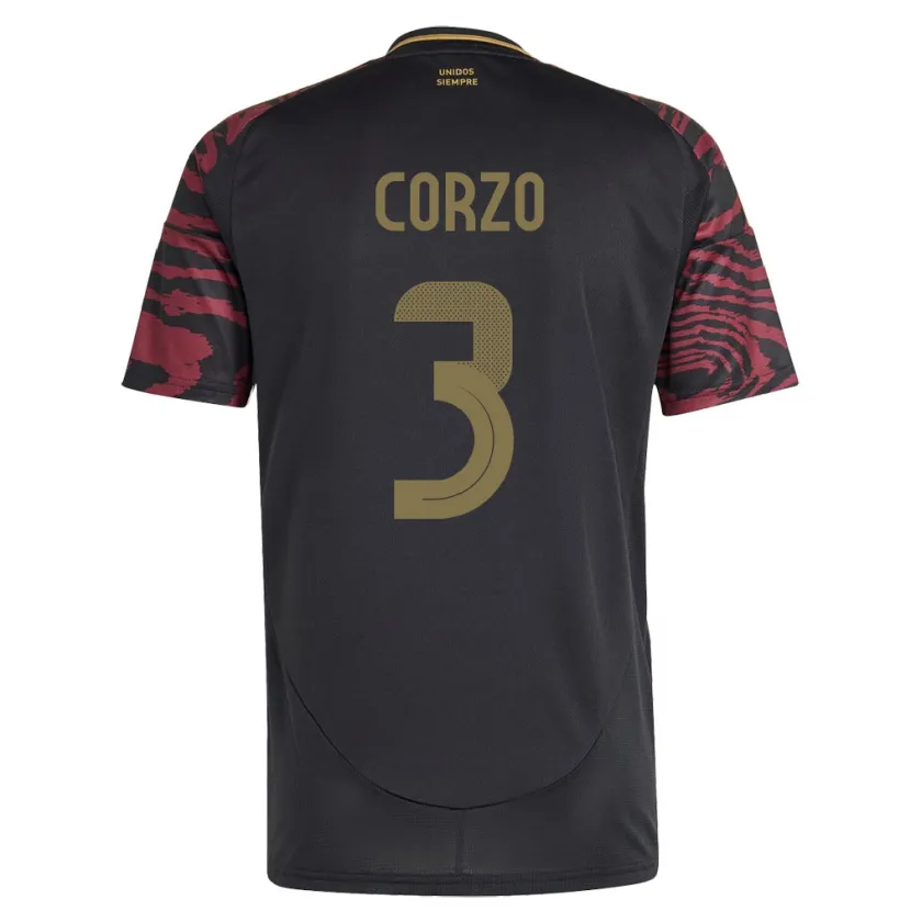 Danxen Dame Peru Aldo Corzo #3 Svart Bortetrøye Drakt Trøye 24-26 Skjorter T-Skjorte