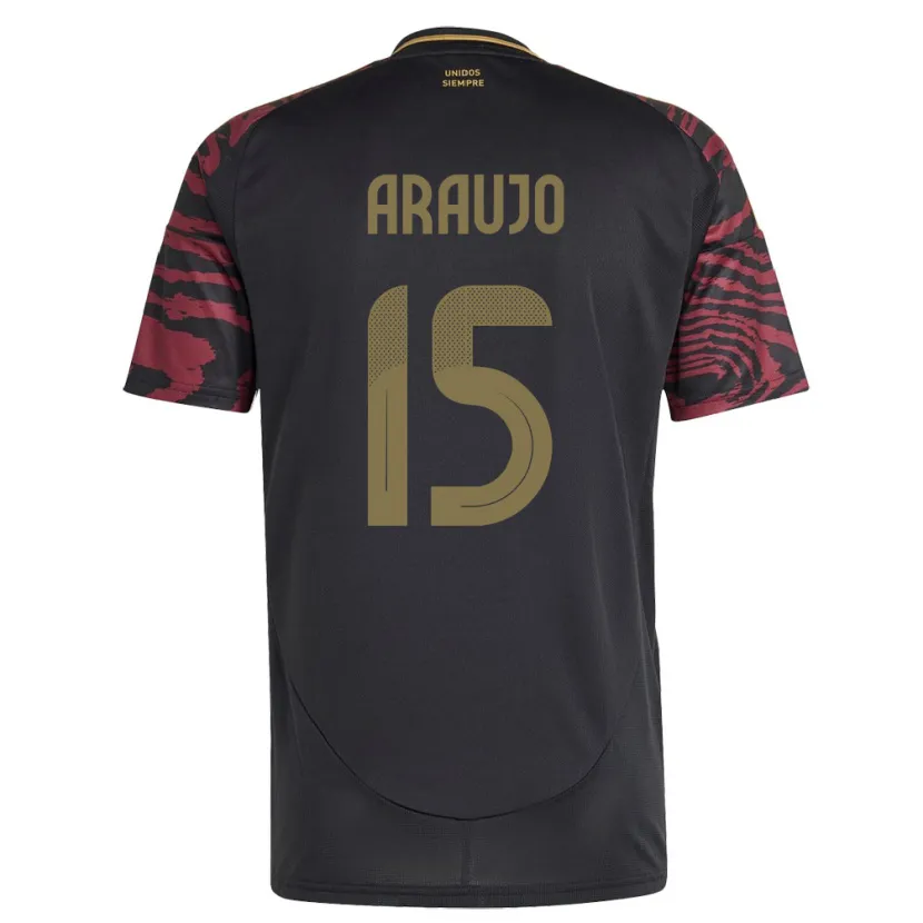 Danxen Dame Peru Miguel Araujo #15 Svart Bortetrøye Drakt Trøye 24-26 Skjorter T-Skjorte