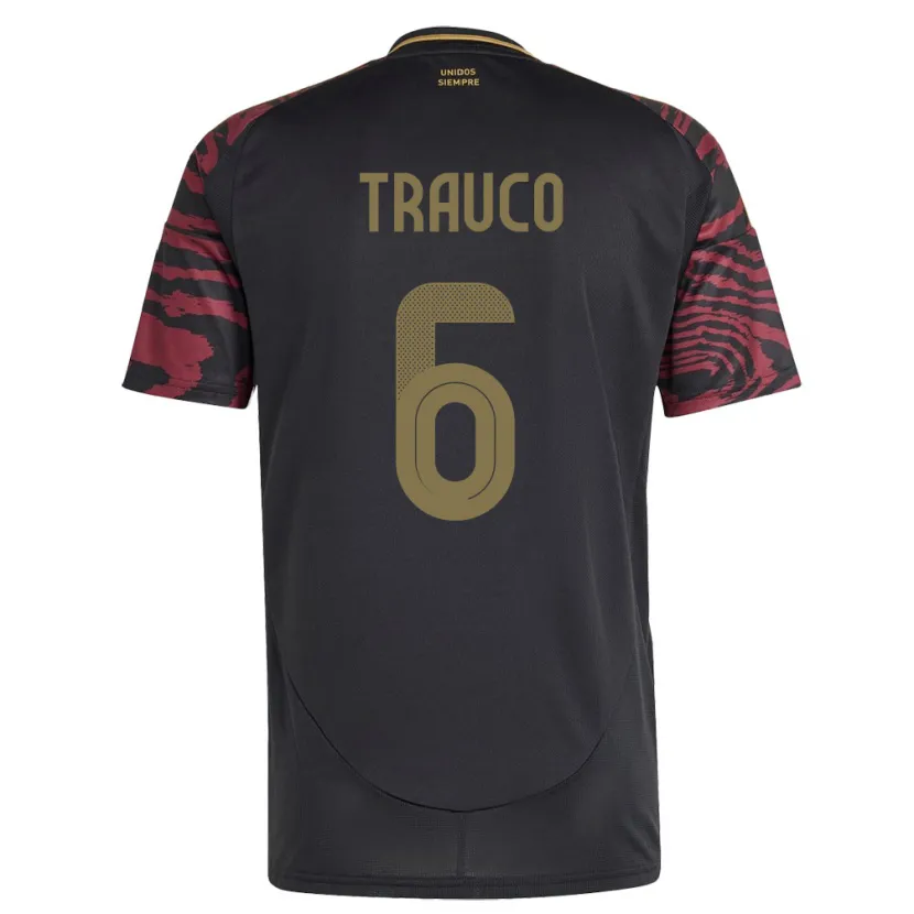 Danxen Dame Peru Miguel Trauco #6 Svart Bortetrøye Drakt Trøye 24-26 Skjorter T-Skjorte