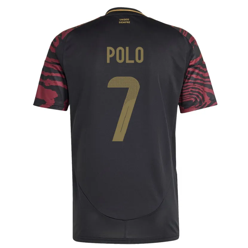 Danxen Dame Peru Andy Polo #7 Svart Bortetrøye Drakt Trøye 24-26 Skjorter T-Skjorte