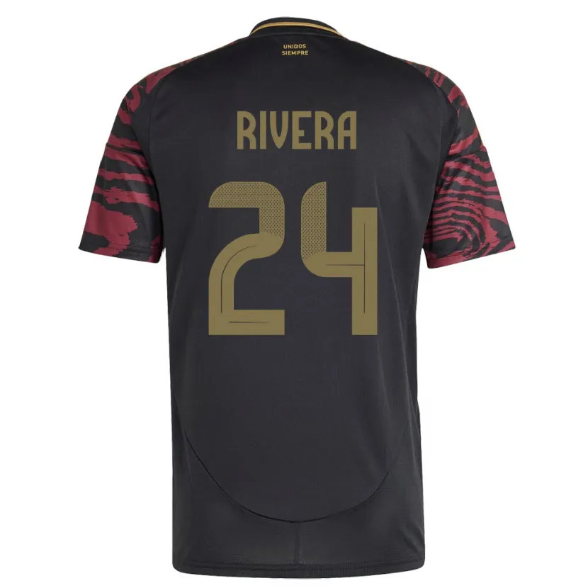 Danxen Dame Peru José Rivera #24 Svart Bortetrøye Drakt Trøye 24-26 Skjorter T-Skjorte
