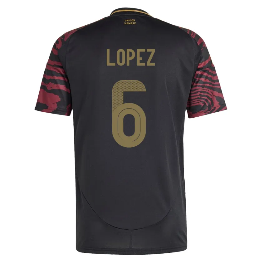 Danxen Dame Peru Marcos López #6 Svart Bortetrøye Drakt Trøye 24-26 Skjorter T-Skjorte