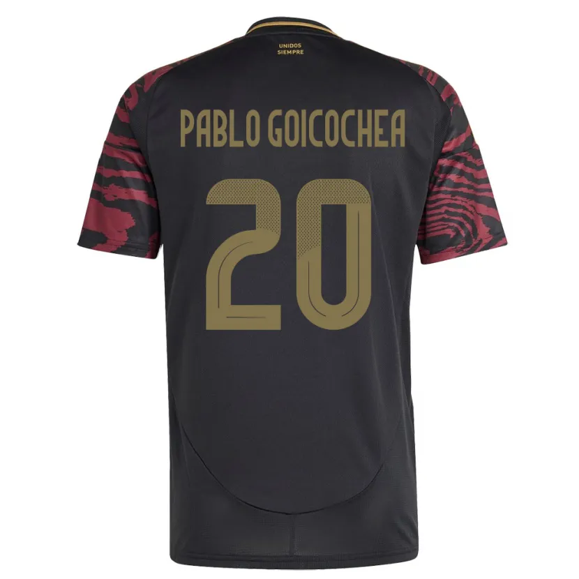 Danxen Dame Peru Juan Pablo Goicochea #20 Svart Bortetrøye Drakt Trøye 24-26 Skjorter T-Skjorte