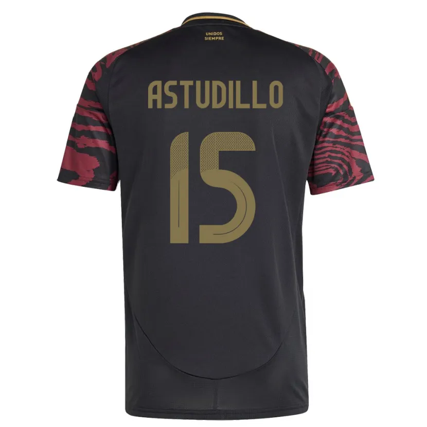 Danxen Dame Peru Julinho Astudillo #15 Svart Bortetrøye Drakt Trøye 24-26 Skjorter T-Skjorte