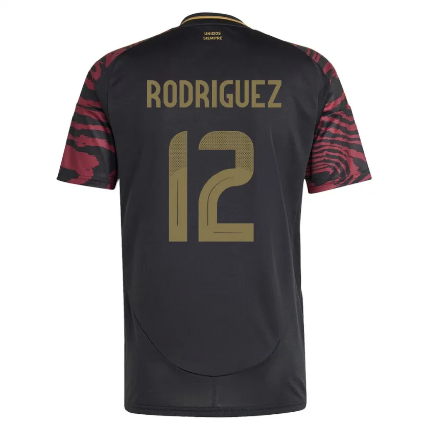 Danxen Dame Peru Jhefferson Rodríguez #12 Svart Bortetrøye Drakt Trøye 24-26 Skjorter T-Skjorte