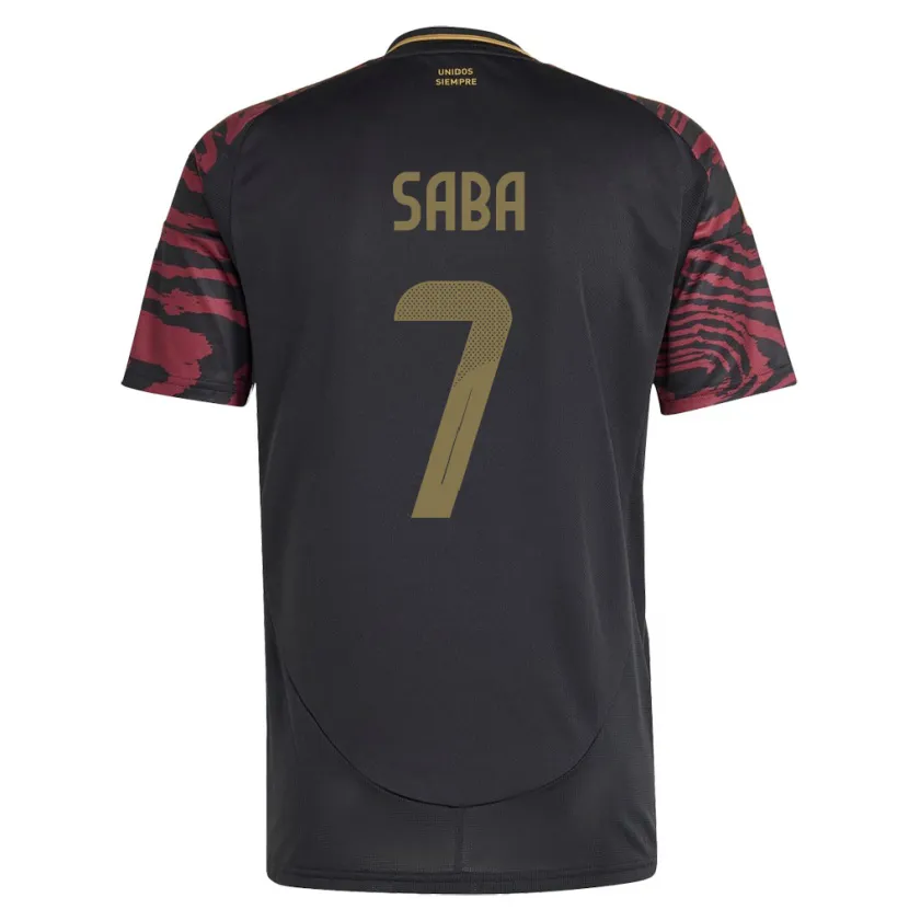 Danxen Dame Peru Emilio Saba #7 Svart Bortetrøye Drakt Trøye 24-26 Skjorter T-Skjorte