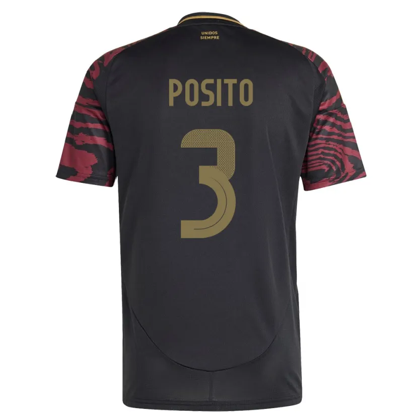 Danxen Dame Peru Alejandro Pósito #3 Svart Bortetrøye Drakt Trøye 24-26 Skjorter T-Skjorte