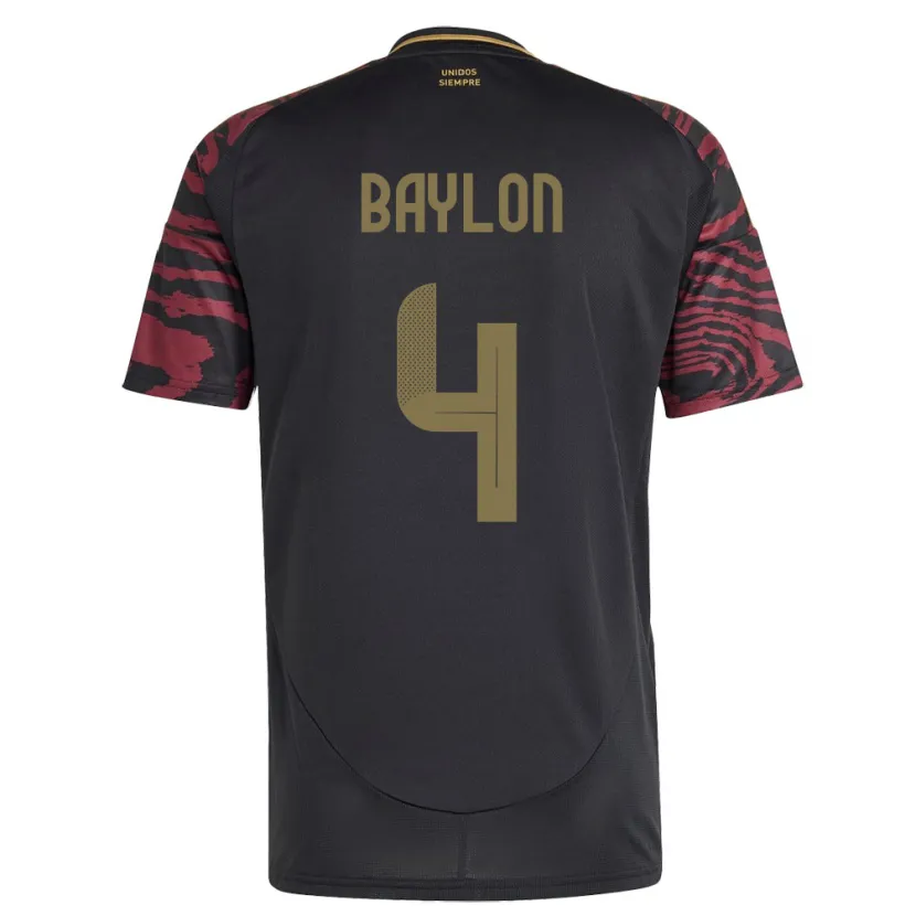 Danxen Dame Peru Luis Baylón #4 Svart Bortetrøye Drakt Trøye 24-26 Skjorter T-Skjorte