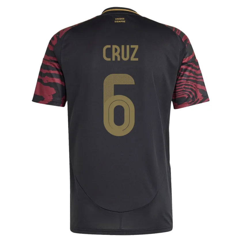 Danxen Dame Peru Esteban Cruz #6 Svart Bortetrøye Drakt Trøye 24-26 Skjorter T-Skjorte