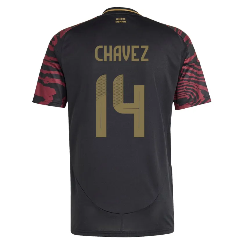 Danxen Dame Peru Felipe Chávez #14 Svart Bortetrøye Drakt Trøye 24-26 Skjorter T-Skjorte