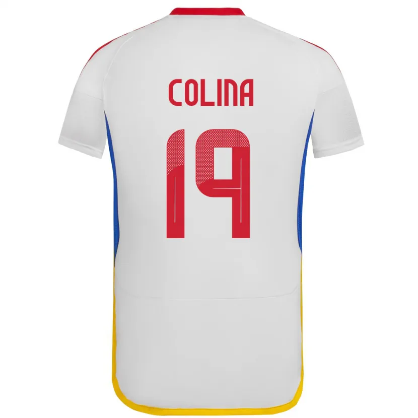 Danxen Dame Venezuela Junior Colina #19 Hvit Bortetrøye Drakt Trøye 24-26 Skjorter T-Skjorte