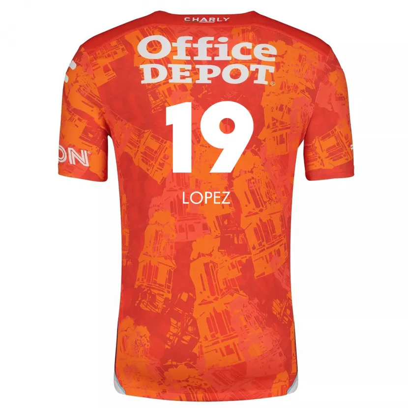Danxen Barn Javier Eduardo López #19 Oransje Hvit Bortetrøye Drakt Trøye 2024/25 Skjorter T-Skjorte