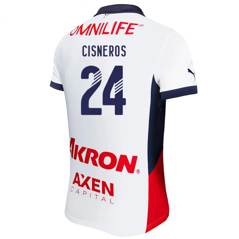 Danxen Barn Carlos Cisneros #24 Hvit Rød Blå Bortetrøye Drakt Trøye 2024/25 Skjorter T-Skjorte