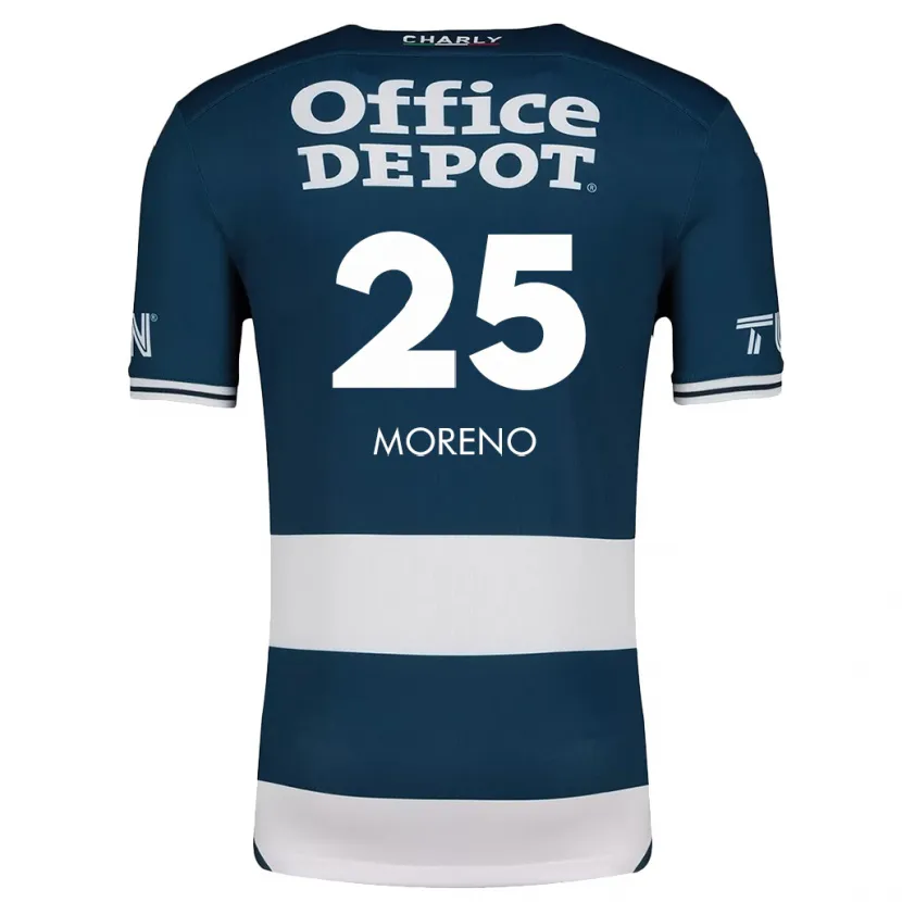Danxen Mann Carlos Moreno #25 Blå Hvit Hjemmetrøye Drakt Trøye 2024/25 Skjorter T-Skjorte