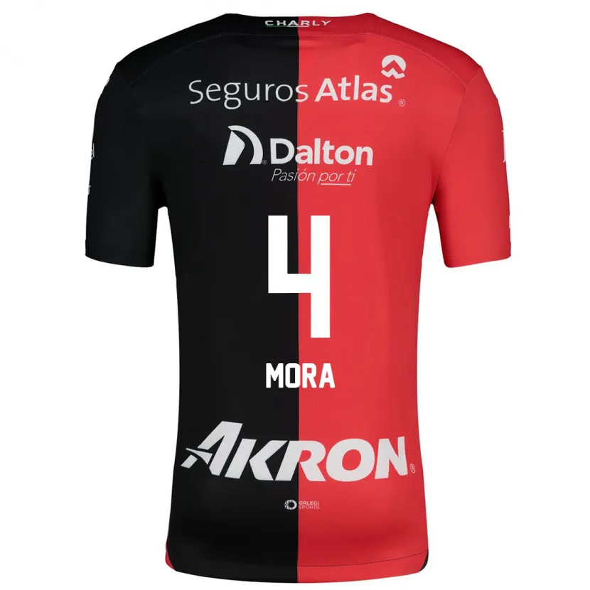 Danxen Mann Adrián Mora #4 Rød Svart Hjemmetrøye Drakt Trøye 2024/25 Skjorter T-Skjorte