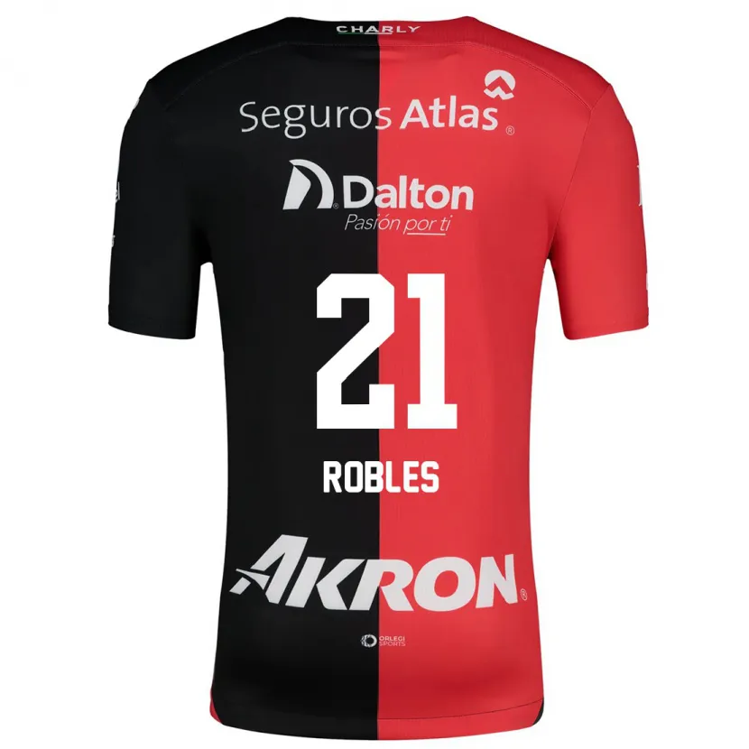 Danxen Mann Carlos Robles #21 Rød Svart Hjemmetrøye Drakt Trøye 2024/25 Skjorter T-Skjorte