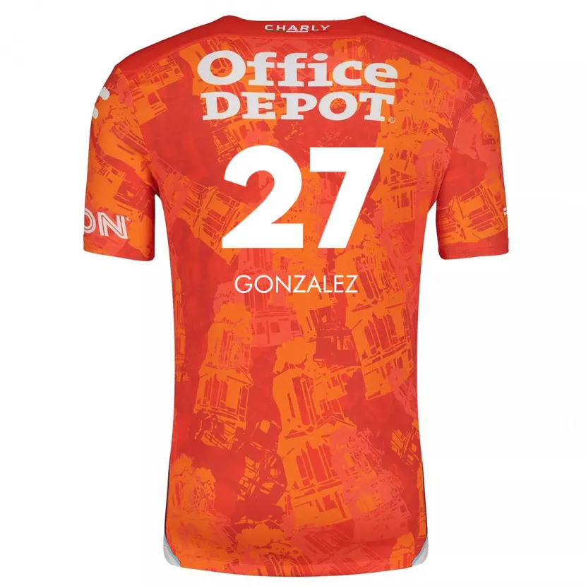 Danxen Mann Owen González #27 Oransje Hvit Bortetrøye Drakt Trøye 2024/25 Skjorter T-Skjorte