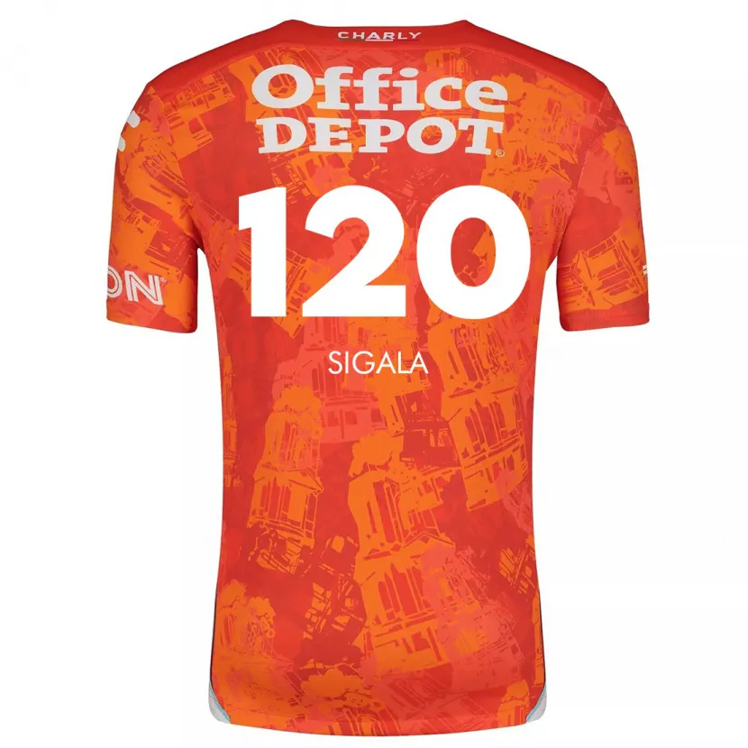 Danxen Mann Juan Sigala #120 Oransje Hvit Bortetrøye Drakt Trøye 2024/25 Skjorter T-Skjorte